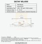 TT Aydınlatma TT405-2-BY Mat Beyaz 2'li Kare LED Avize - Beyaz Işık - 4