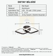 TT Aydınlatma TT405-2-SY  Mat Siyah 2 li Kare Led Avize - 4