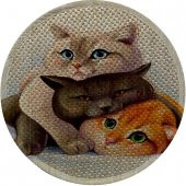 Glipet Desenli Çift Taraflı Kedi Tırmalama Paspası  Yuvarlak Three Cat 36*36 cm - 2