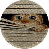 Glipet Desenli Çift Taraflı Kedi Tırmalama Paspası  Yuvarlak Watch 36*36 cm - 2