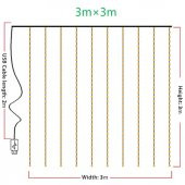 Peri Telli Led Perde Led Işık Kumandalı 300 Ledli 3X3 Metre Usbli 8 Animasyonlu Günışığı - 5