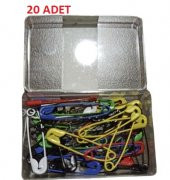 hagiki (20 adet) No1 Renkli Çengelli İğne 3 CM 36 Adetli Çatal İğne (20 Adet) - 1