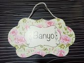 gik Banyo Oda İsimlik Kapı Süsü İsimliği Gül Desenli - 1