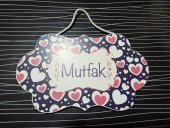 gik Mutfak Oda İsimlik Ahşap Kapı İsimliği Kalpli Desen - 1