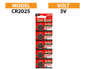 gik Cr2025 3V Lithium 5Li Kartela CR2025 Düğme Pil - 1