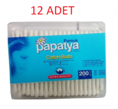 hagiki (12Adet) 200 Adetli Pamuklu Kulak Çubuğu (12Adet) - 1