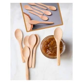 Nakres Mini Ahşap Kaşık  17 cm 6'lı Ahşap Mini Ölçek Baharat Kaşığı Şekerlik Bal Kaşığı - 1