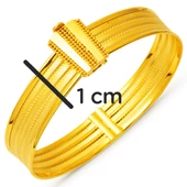 3 Sıralı Hasır Kelepçe Altın Bilezik thumbnail 6