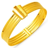 3 Sıralı Hasır Kelepçe Altın Bilezik thumbnail 1