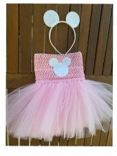 1-2 YAŞ KIZ BEBEK ELBİSE,MİNNİE MOUSE TÜTÜ ELBİSE 1 YAŞ PEMBE TÜTÜ ELBİSE - 3