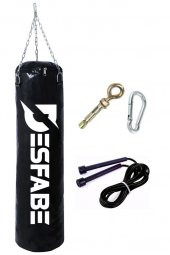 Desfabe Boxing Star 70x25 Cm Zincirli Boks Kum Torbası Siyah+Askı Aparatı+Atlama İpi - 1