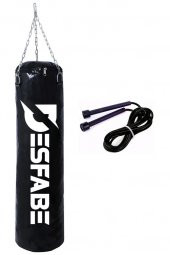 Desfabe Boxing Star 70x25 Cm Zincirli Boks Kum Torbası Siyah+Atlama İpi - 1