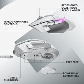 Logitech G G502 X Plus Kablosuz Hero 25K Sensörlü Rgb Aydınlatmalı Oyuncu Mouse - Beyaz - 6