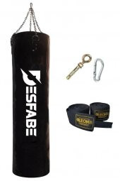 Desfabe Boxing Star 120x32 Cm Zincirli Boks Kum Torbası Siyah+Askı Aparatı+El Sargı Bandajı - 1