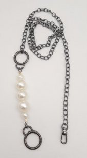 Angel Çanta Aksesuar İncili Kulaklı Yaylı Halkalı 120 cm Çanta Zinciri Füme Renk - 2