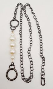 Angel Çanta Aksesuar İncili Kulaklı Yaylı Halkalı 120 cm Çanta Zinciri Füme Renk - 1