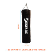 Desfabe Boxing Star 120x32 Cm Zincirli Boks Kum Torbası Siyah+El Sargı Bandajı+Boks Eldiveni - 3