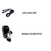 Desfabe Boxing Star 120x32 Cm Zincirli Boks Kum Torbası Siyah+Atlama İpi+Boks Eldiveni - 2