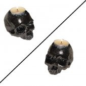 İkili KuruKafa Taş Mumluk Siyah - 1