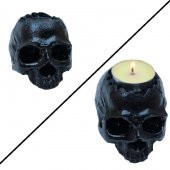 İkili KuruKafa Taş Mumluk Siyah - 3