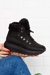 CASSO POLİÜRETAN HAFİF TABAN BAĞCIKLI KADIN İÇİ KÜRKLÜ GÜNLÜK SPOR BOT - 1