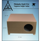 Melada Kedi Evi Dış Ortam Uygun Ahşap Kedi Evi 57x40x28 cm - 1