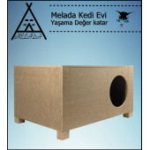 Melada Kedi Evi Dış Ortam Uygun Ahşap Kedi Evi 57x40x28 cm - 3