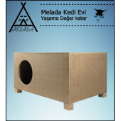 Melada Kedi Evi Dış Ortam Uygun Ahşap Kedi Evi 57x40x28 cm - 4