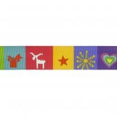 2,5cm x 5metre Grogren Yılbaşı Kurdela Karışık Desen No: 28 - 2