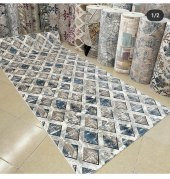 Merinos Jel Taban Kesme Yolluk Mavi Gri Halı Kaymaz Taban Yıkanabilir - 1