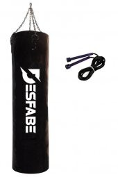 Desfabe Boxing Star 120x32 Cm Zincirli Boks Kum Torbası Siyah+Atlama İpi - 1