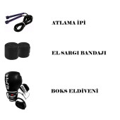 Desfabe Boxing Star 120x32 Cm Zincirli Boks Kum Torbası Siyah+El Bandajı+Boks Eldiveni+Atlama İpi - 2