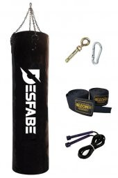 Desfabe Boxing Star 120x32 Cm Zincirli Boks Kum Torbası Siyah+Askı Aparatı+El Bandajı+Atlama İpi - 1