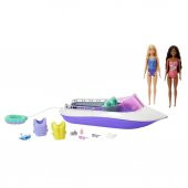 Barbienin Botu Oyun Seti, 2 Barbie, 4 oturma alanı bulunan şeffaf zeminli tekne (46 cm) ve 4 aksesuarıyla, 3 yaş ve üzeri HHG60 - 1