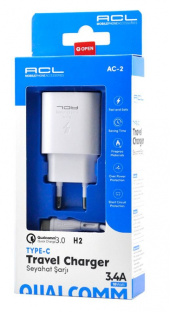 ACL  2.1A  Şarj Aleti Adaptör ve Type-C USB Kablo thumbnail 3