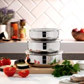 Schafer Practi 3 lü Çelik Saklama Kabı (16/18/20 Cm) 6 Parça-Inox - 1