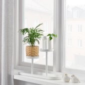 Metal Çiçeklik-Saksılık Beyaz Renk MeridyenDukkan 24 cm İç Mekana Uygun - 2