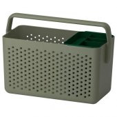 Bölmeli Saklama Sepeti Zeytin Yeşili MeridyenDukkan 35x17x25 cm Kulplu Banyo-Mutfak Düzenleme Kutusu - 1