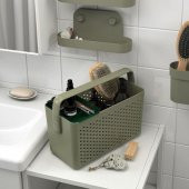 Bölmeli Saklama Sepeti Zeytin Yeşili MeridyenDukkan 35x17x25 cm Kulplu Banyo-Mutfak Düzenleme Kutusu - 4