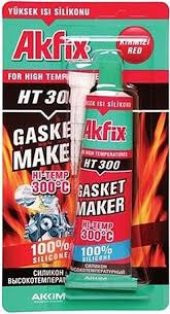 AKFİX TÜP SIVI CONTA YÜKSEK ISI SİLİKONU 300 C KIRMIZI CONTA 50ML - 6