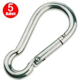 Aletçantam 6 mm Yaylı Karabina Salıncak Hamak Askı Kanca Kilidi -5 Adet - 1