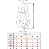 Aletçantam 6 mm Yaylı Karabina Salıncak Hamak Askı Kanca Kilidi -5 Adet - 3