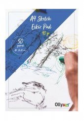 Eskiz Defteri A-4 Dokulu Kağıt Kara Kalem Çalışma Defteri 50 Yaprak 90 gr 21x29,7 cm 1 Paket - 1