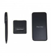Kişiye Özel Öğretmenler Günü Hediyelik Set 5000 mAh Powerbank, Metal Tükenmez Kalem, Derili Ayna - 6