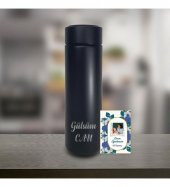Kişiye Özel Öğretmenler Günü Özel Dijital Sıcaklık Göstergeli Süzgeçli Siyah Termos 450 Ml HK2347 - 1