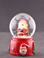 Noel Baba ve Hediye Paketi Temalı Mini Boy Işıklı  Yılbaşı Kar Küresi 6.5 cm1A - 3