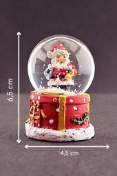 Yılbaşı Hediyesi 2023 Temalı  Noel Baba Mini Boy Işıklı Kar Küresi 6,5 cm 1A - 1