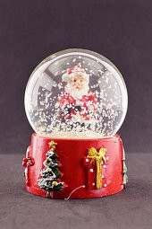 Yılbaşı Süsü Noel Baba Merry Christmas Tasarımlı 9 cm Orta Boy Işıklı Kar Küresi  1B - 2