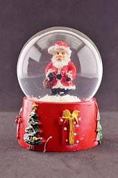 Yılbaşı Süsü Noel Baba Merry Christmas Tasarımlı 9 cm Orta Boy Işıklı Kar Küresi  1B - 3