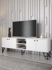 Woodn Love Sofia 180 Cm Metal Ayaklı Tv Ünitesi - Beyaz / Siyah - 1